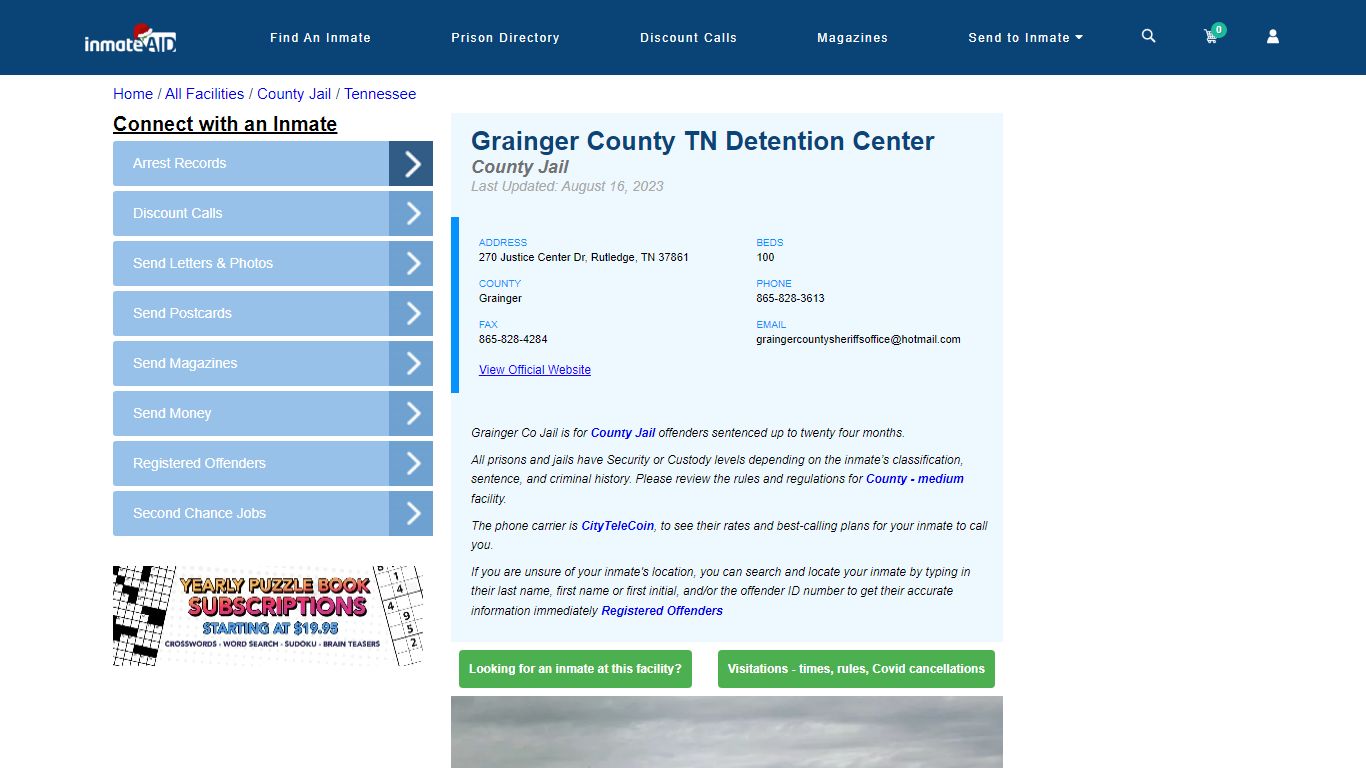 Grainger County TN Detention Center - Inmate Locator - Rutledge, TN