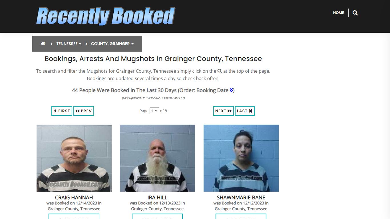 Bookings, Arrests and Mugshots in Grainger County, Tennessee